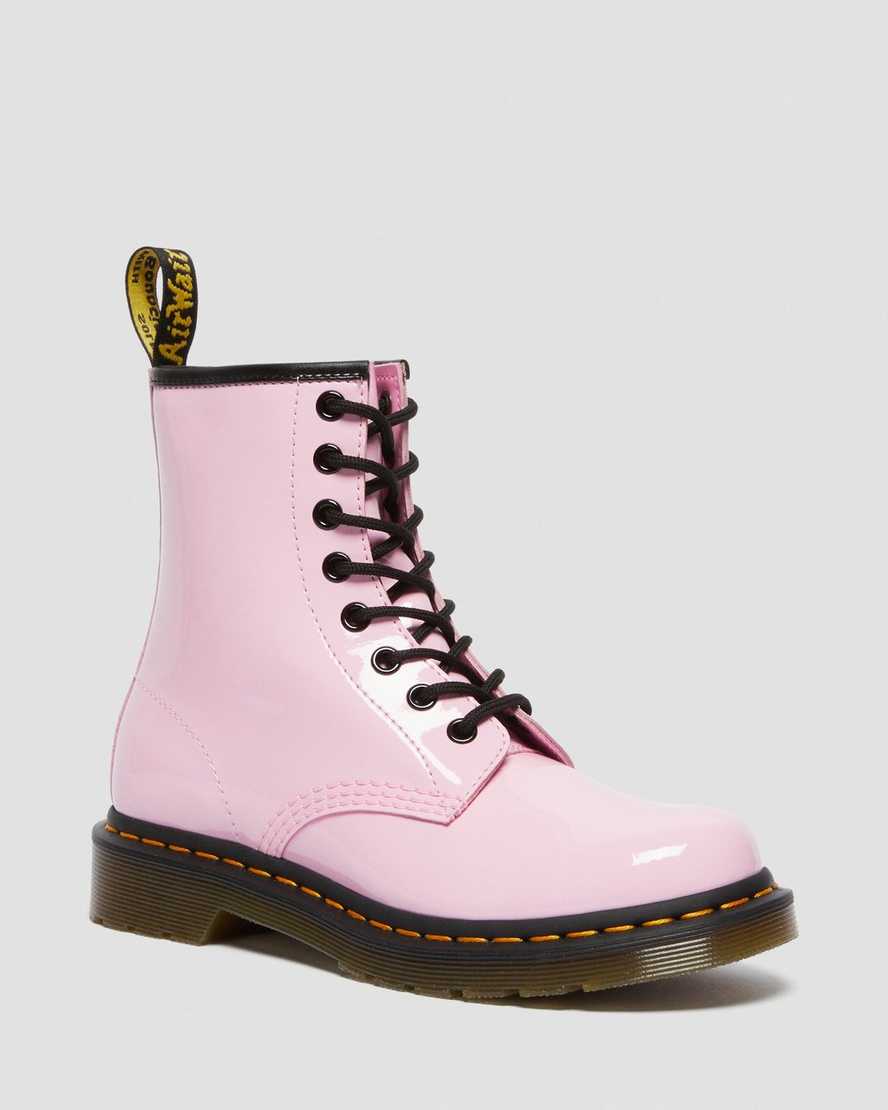 dr. martens 1460 patent damestøvler med snørebånd lyserøde