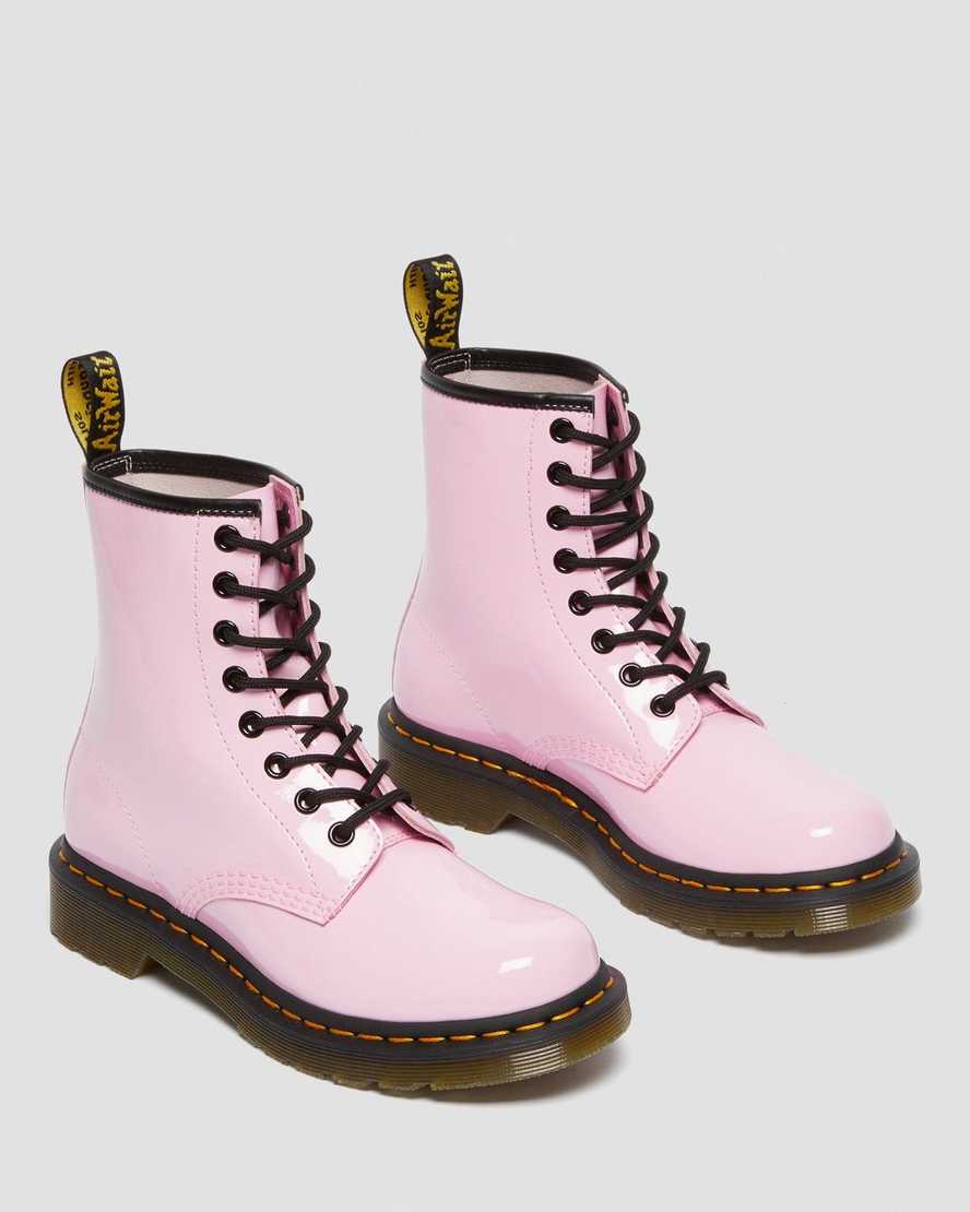 dr. martens 1460 patent damestøvler med snørebånd lyserøde