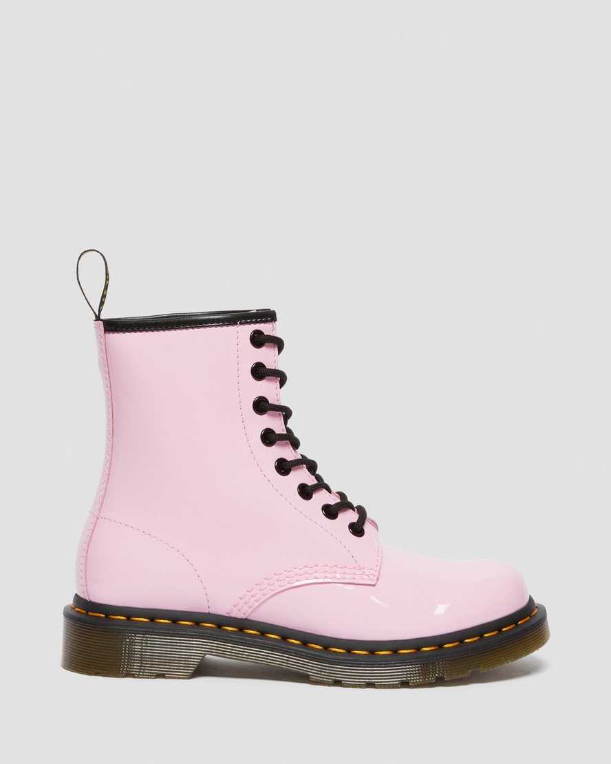 dr. martens 1460 patent damestøvler med snørebånd lyserøde