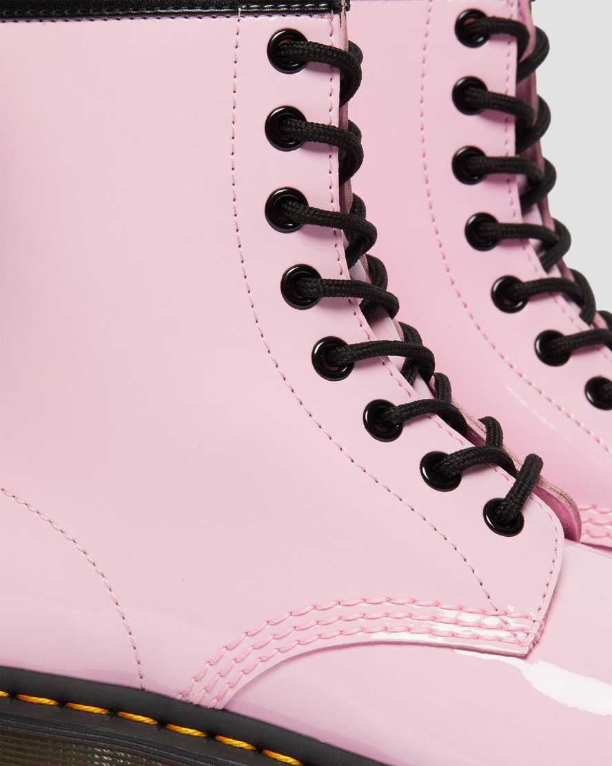 dr. martens 1460 patent damestøvler med snørebånd lyserøde