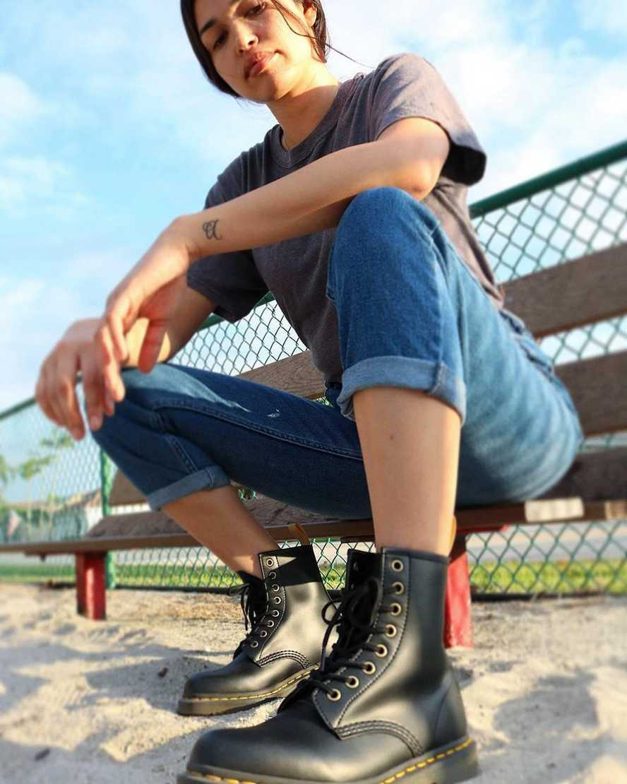 sorte dr martens 1460 felix damestøvler med snørebånd