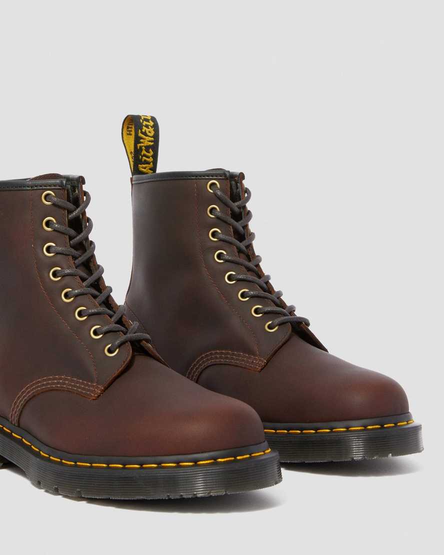 mørkebrune dr martens 1460 dms wintergrip damestøvler med snørebånd
