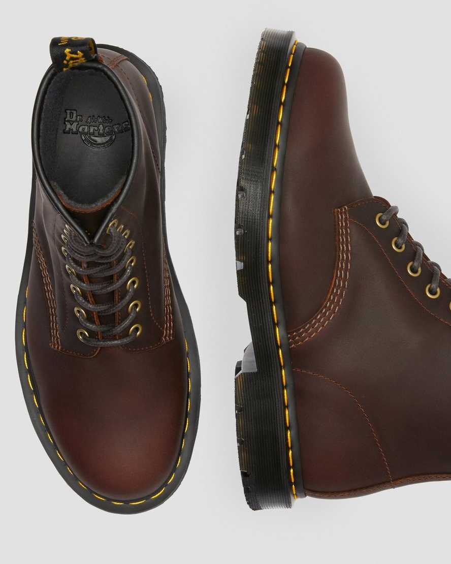 mørkebrune dr martens 1460 dms wintergrip damestøvler med snørebånd