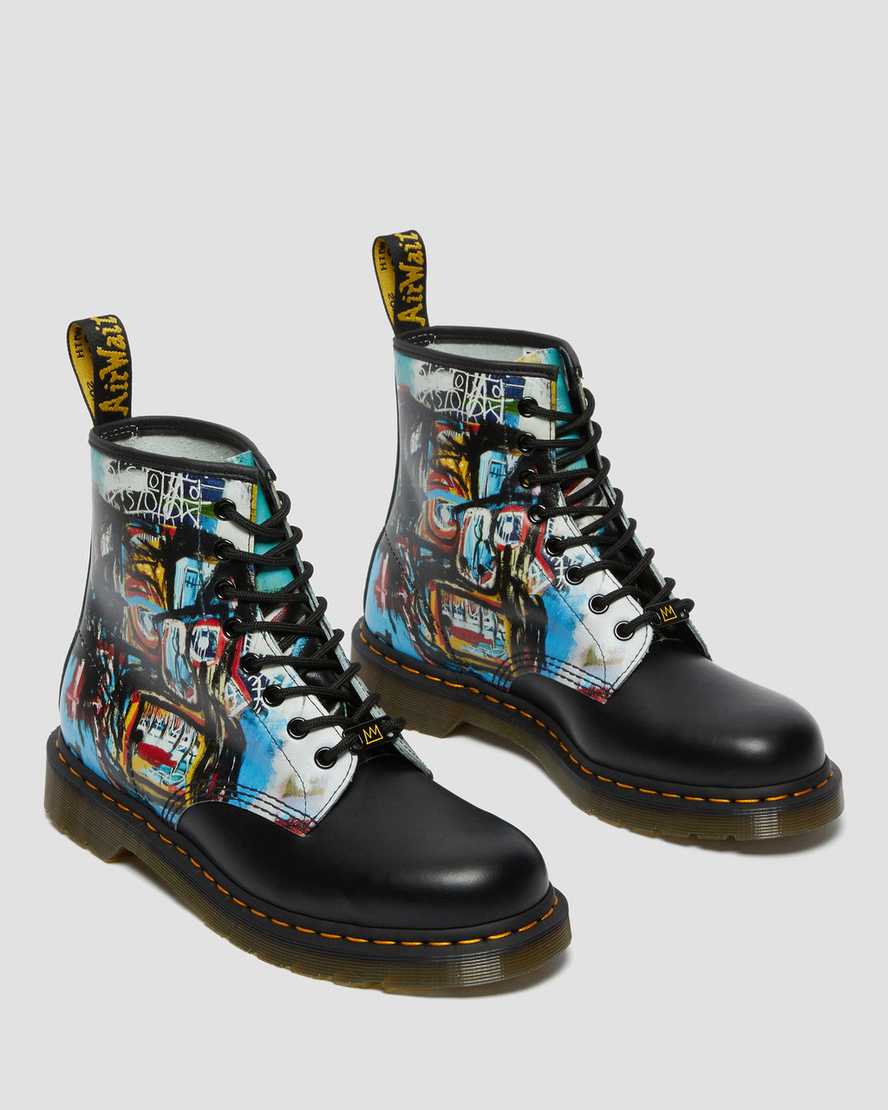 sorte dr martens 1460 basquiat damestøvler med snørebånd