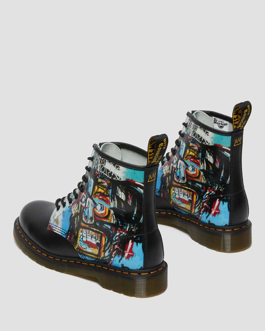 sorte dr martens 1460 basquiat damestøvler med snørebånd