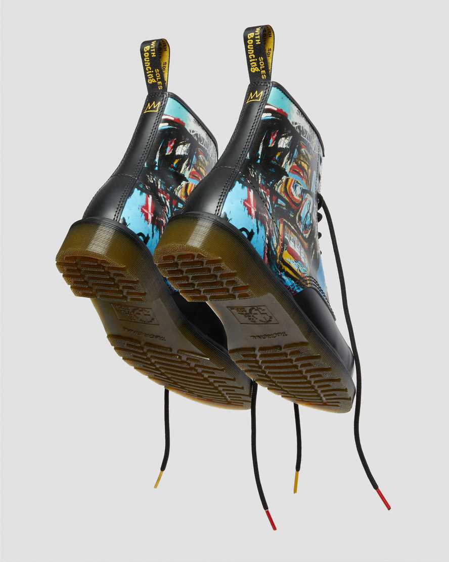 sorte dr martens 1460 basquiat damestøvler med snørebånd