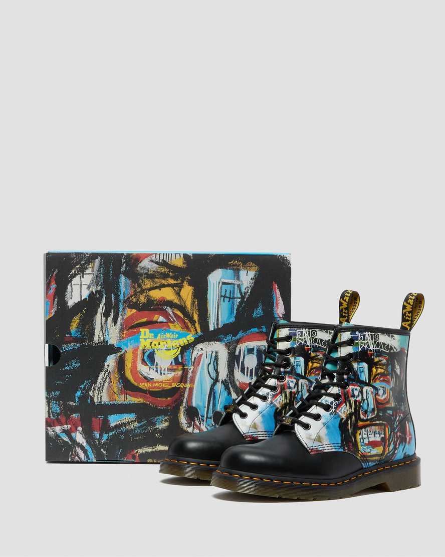 sorte dr martens 1460 basquiat damestøvler med snørebånd