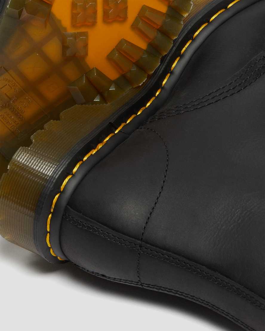 sorte dr martens 1460 faux fur lined damestøvler med snørebånd
