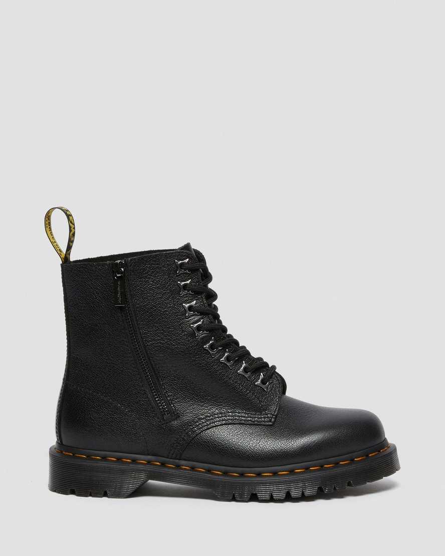 sorte dr martens 1460 pascal zip tumbled damestøvler med snørebånd