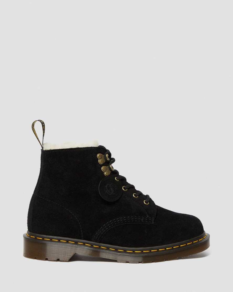 sorte dr martens 101 shearling forede støvler til dame