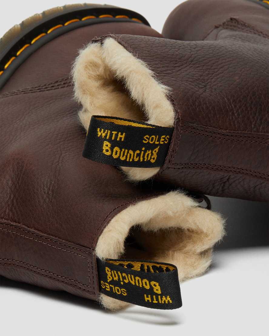 brune dr martens 1460 pascal faux fur forede støvler til dame