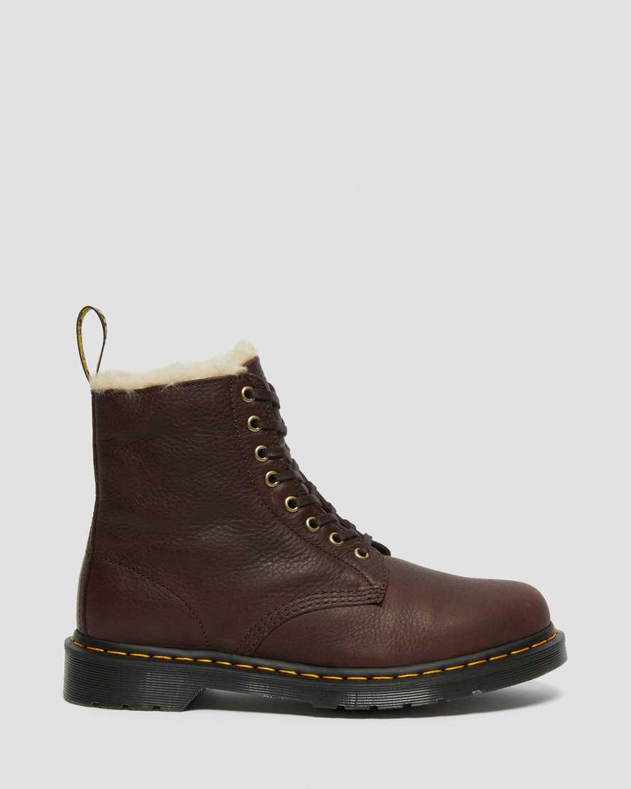brune dr martens 1460 pascal faux fur forede støvler til dame