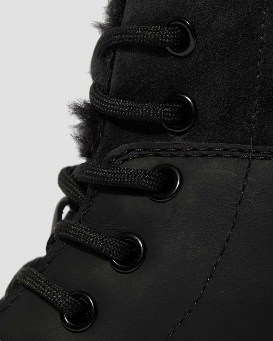 sorte dr martens 1460 dms wintergrip faux fur damestøvler med for