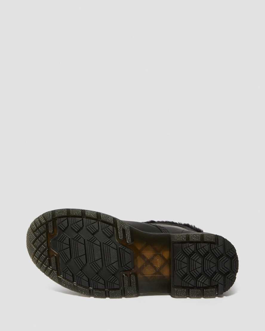 sorte dr martens 1460 dms wintergrip faux fur damestøvler med for