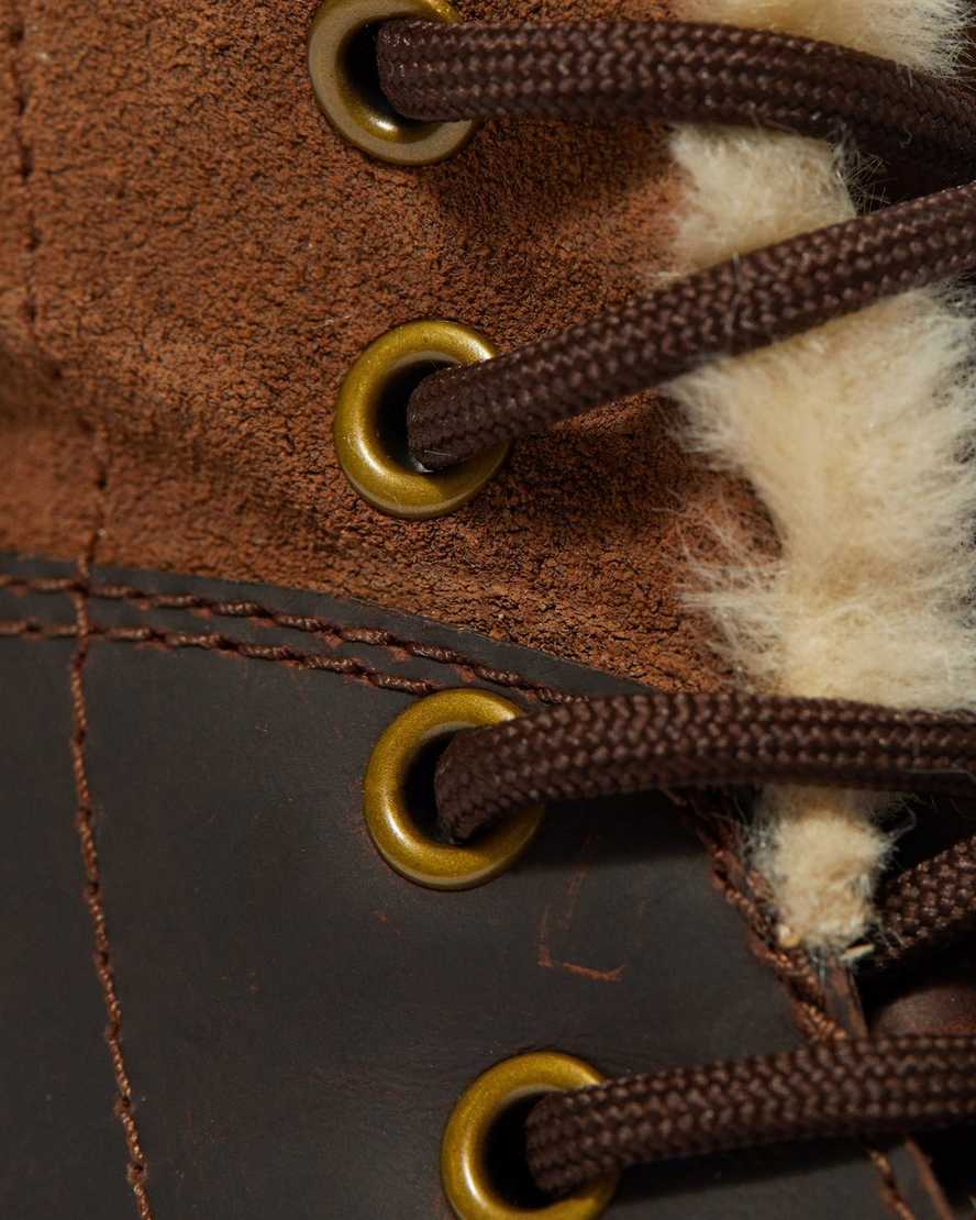 mørkebrune dr martens 1460 dms wintergrip faux fur damestøvler med for