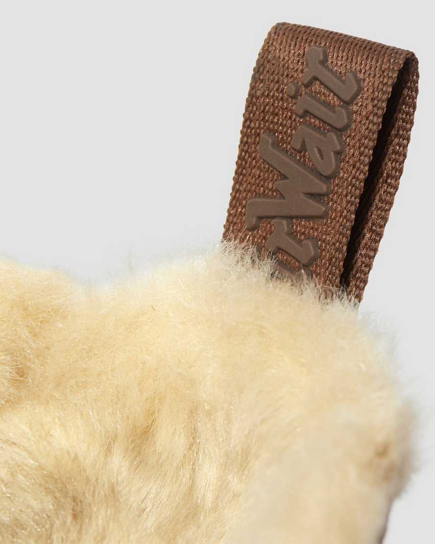 mørkebrune dr martens 1460 dms wintergrip faux fur damestøvler med for