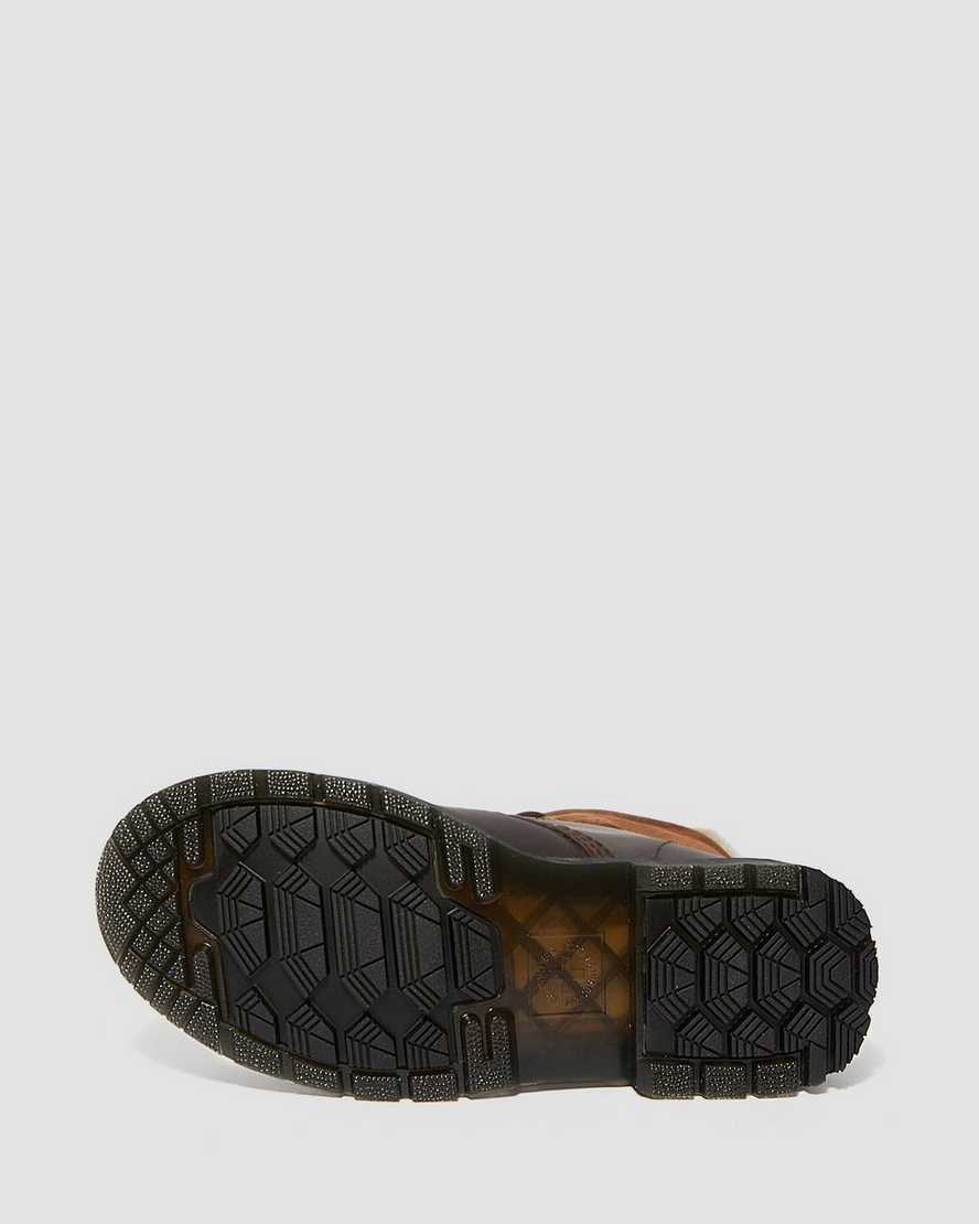 mørkebrune dr martens 1460 dms wintergrip faux fur damestøvler med for