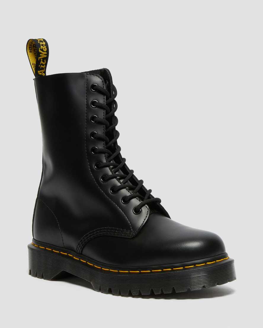 sorte dr martens 1490 bex smooth damestøvler mellem lægben
