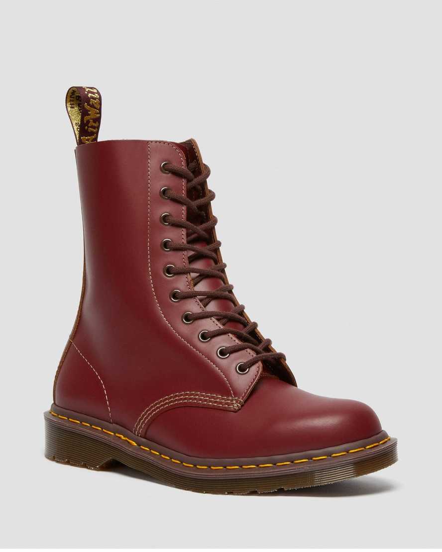 røde dr martens 1490 vintage made in england damestøvler mellem lægben