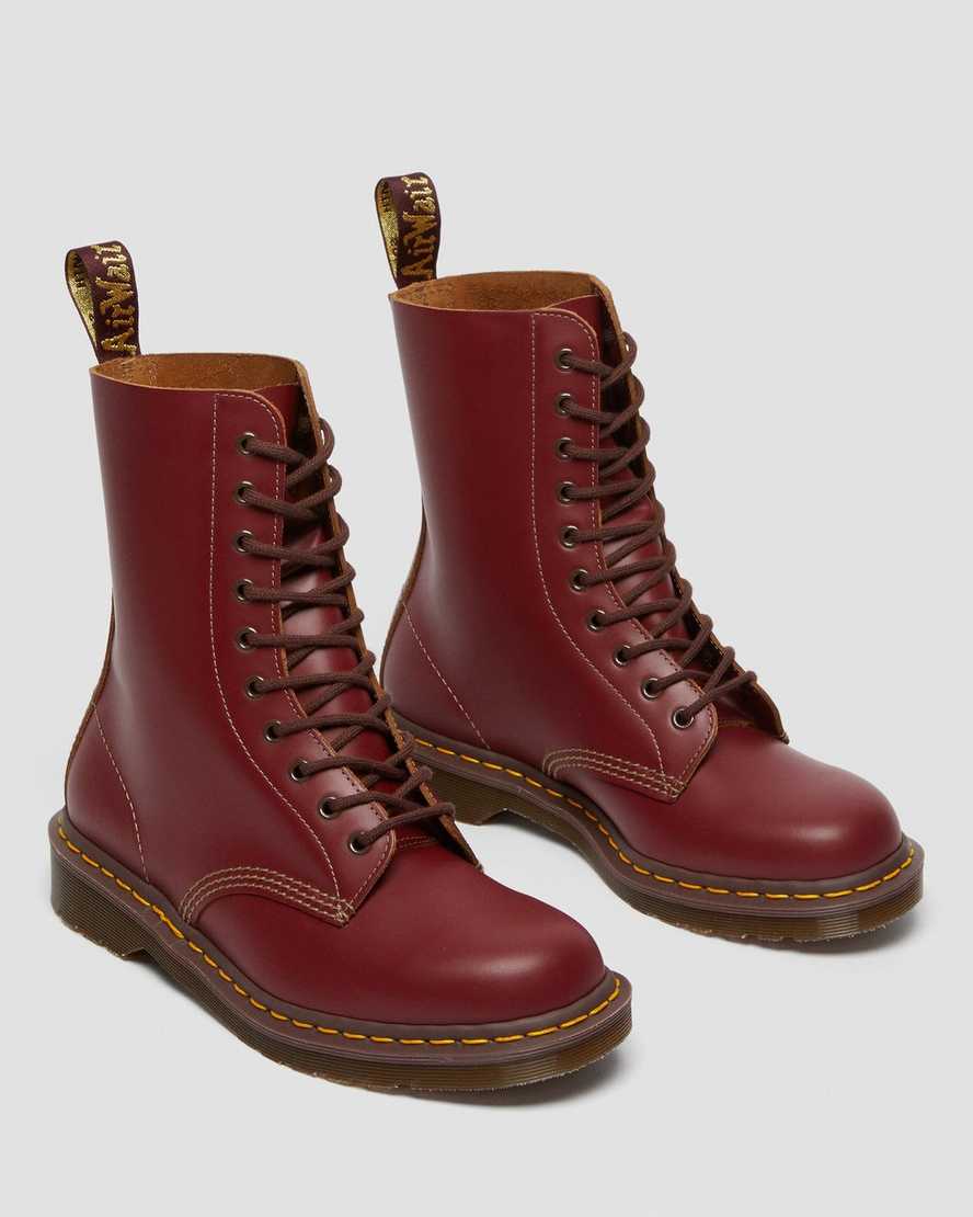 røde dr martens 1490 vintage made in england damestøvler mellem lægben