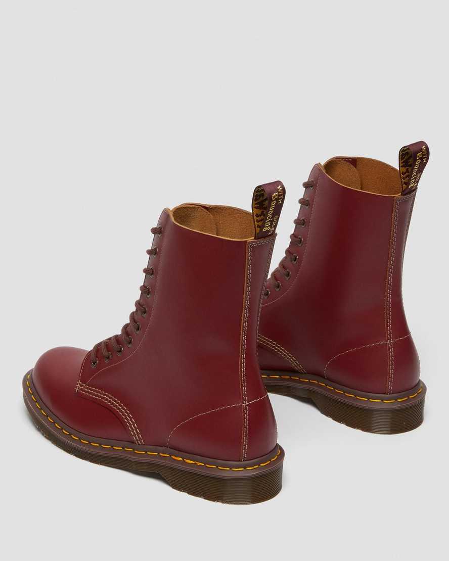 røde dr martens 1490 vintage made in england damestøvler mellem lægben