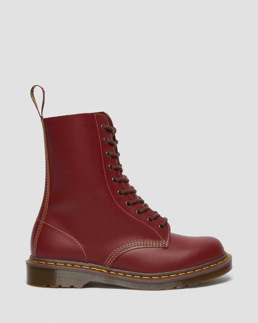 røde dr martens 1490 vintage made in england damestøvler mellem lægben