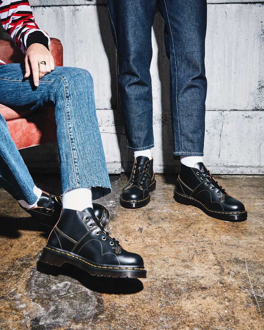 sorte dr. martens church vintage damestøvler monkey