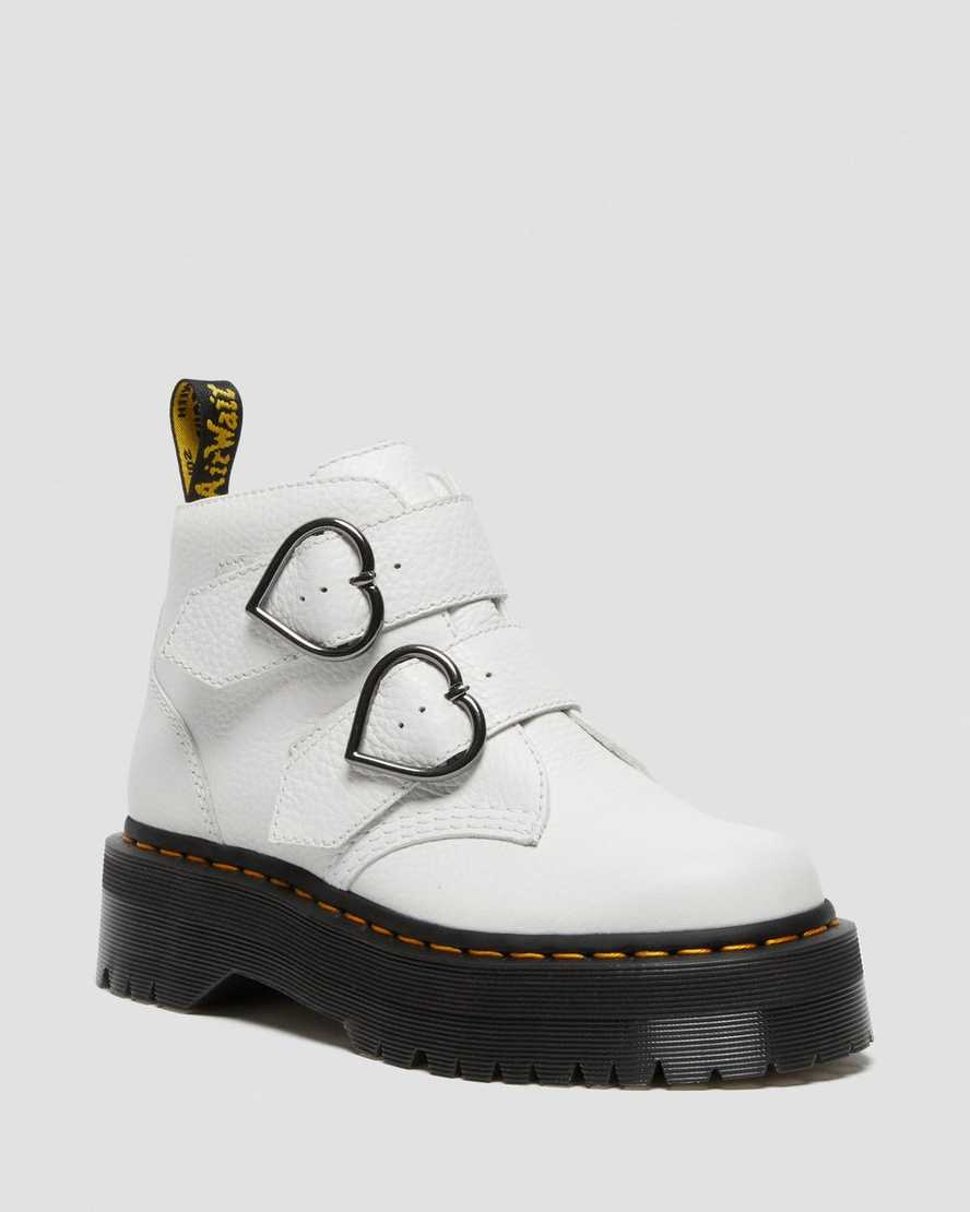 hvide dr martens devon heart dame plateaustøvler