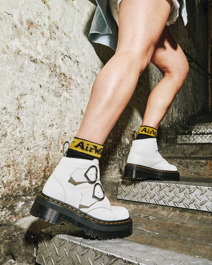 hvide dr martens devon heart dame plateaustøvler