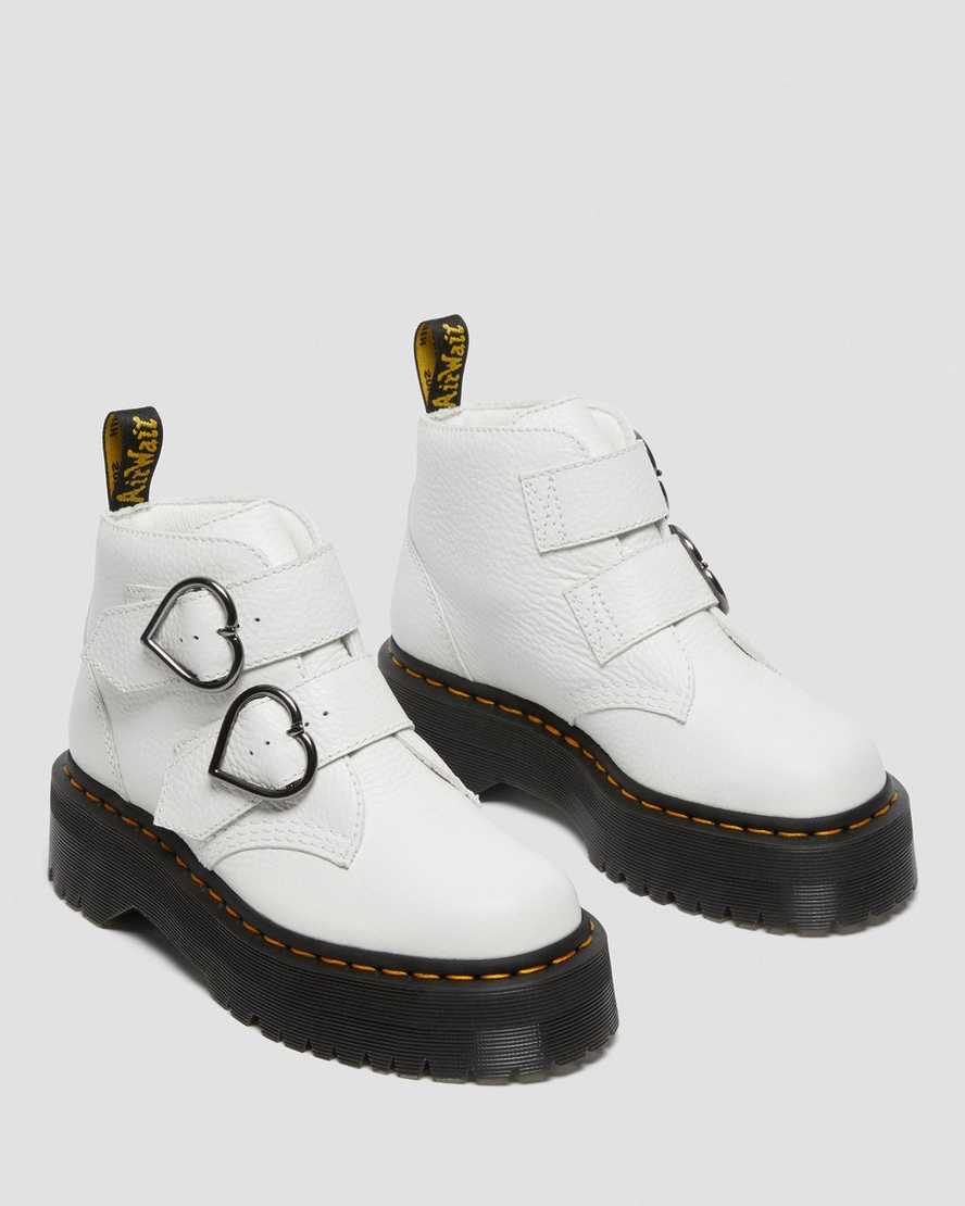 hvide dr martens devon heart dame plateaustøvler