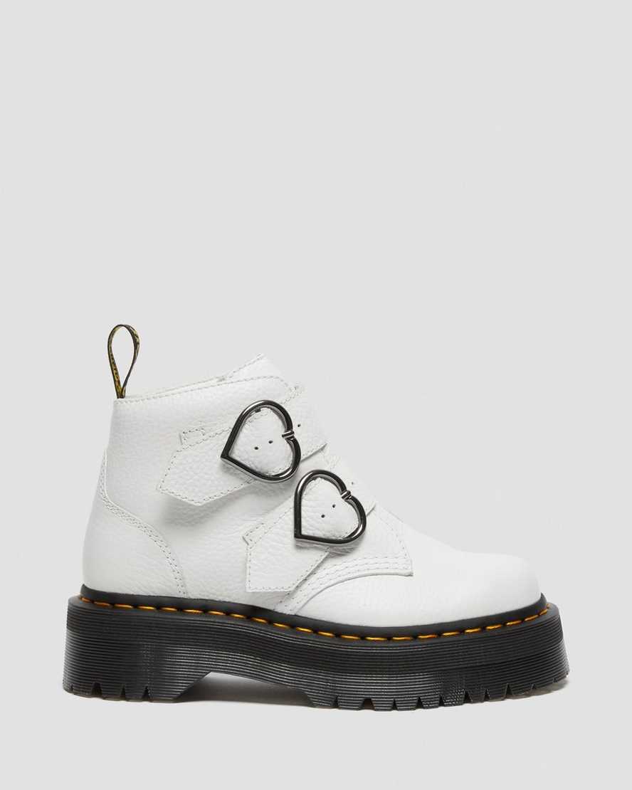 hvide dr martens devon heart dame plateaustøvler