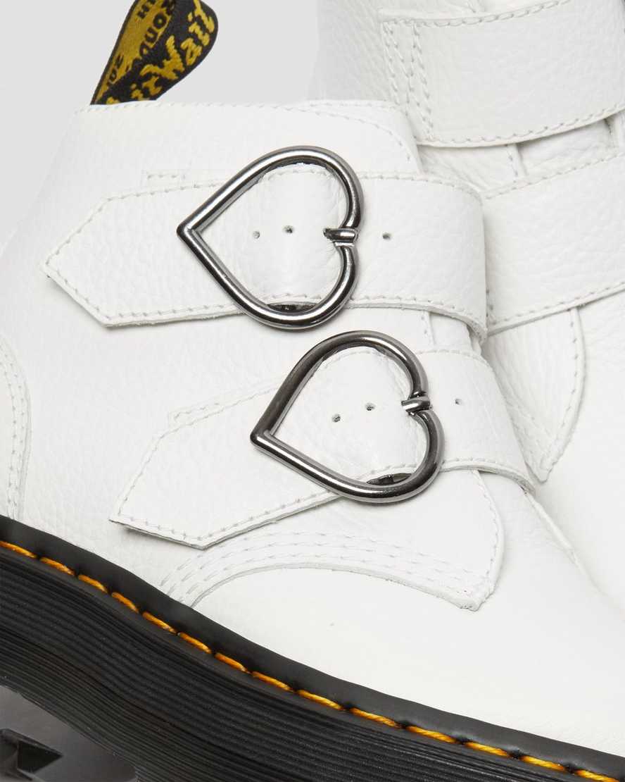 hvide dr martens devon heart dame plateaustøvler