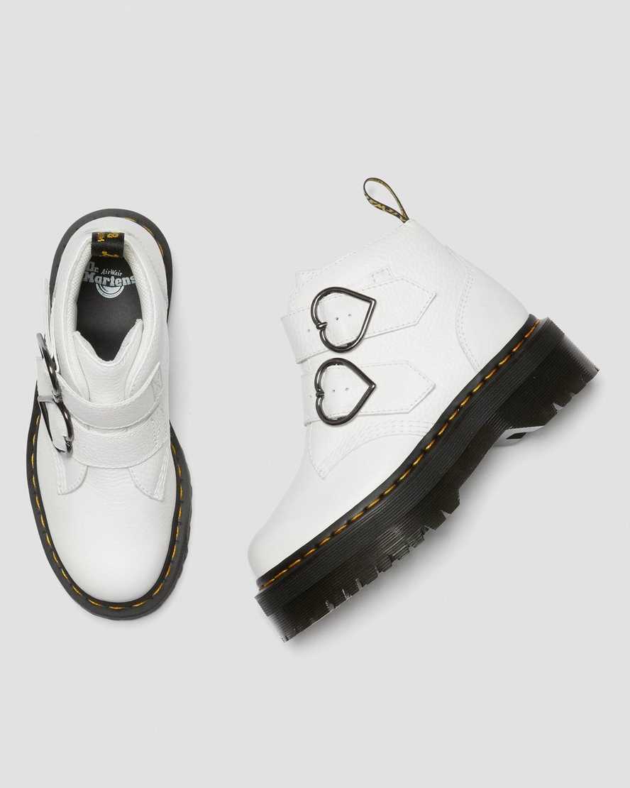 hvide dr martens devon heart dame plateaustøvler