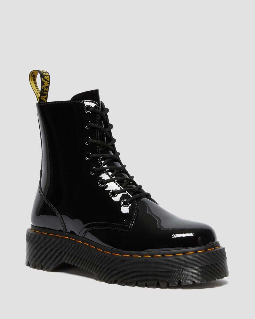 sorte dr martens jadon patent dame platformstøvler