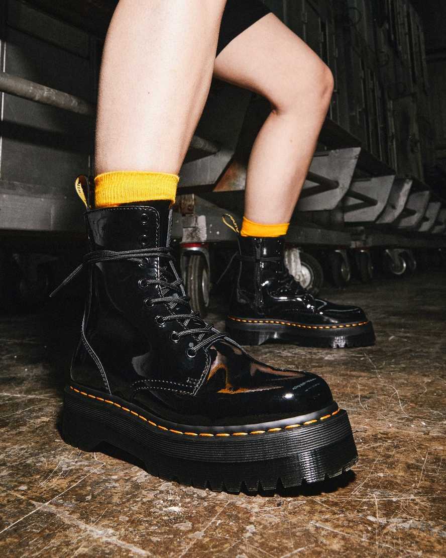 sorte dr martens jadon patent dame platformstøvler