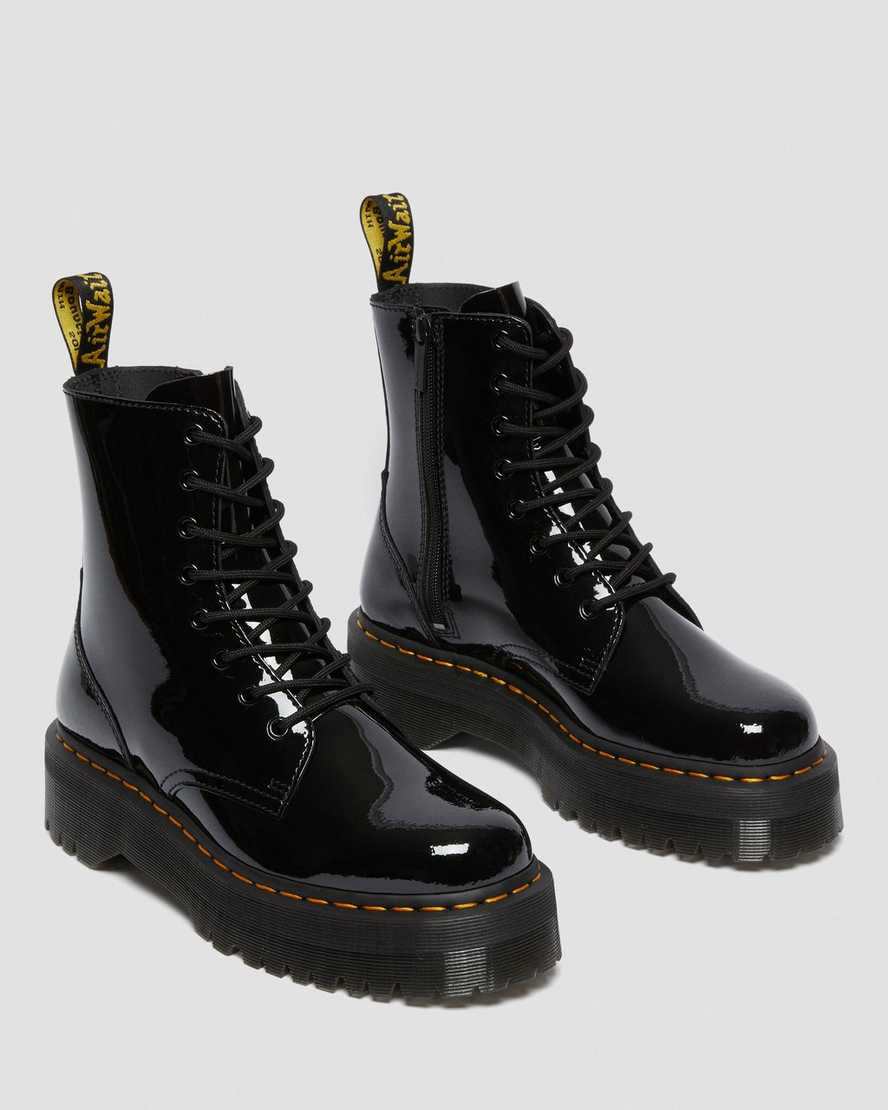 sorte dr martens jadon patent dame platformstøvler