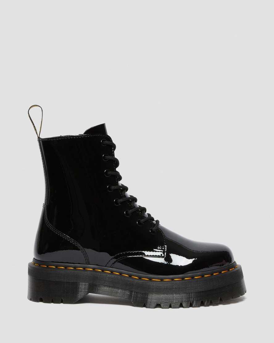 sorte dr martens jadon patent dame platformstøvler