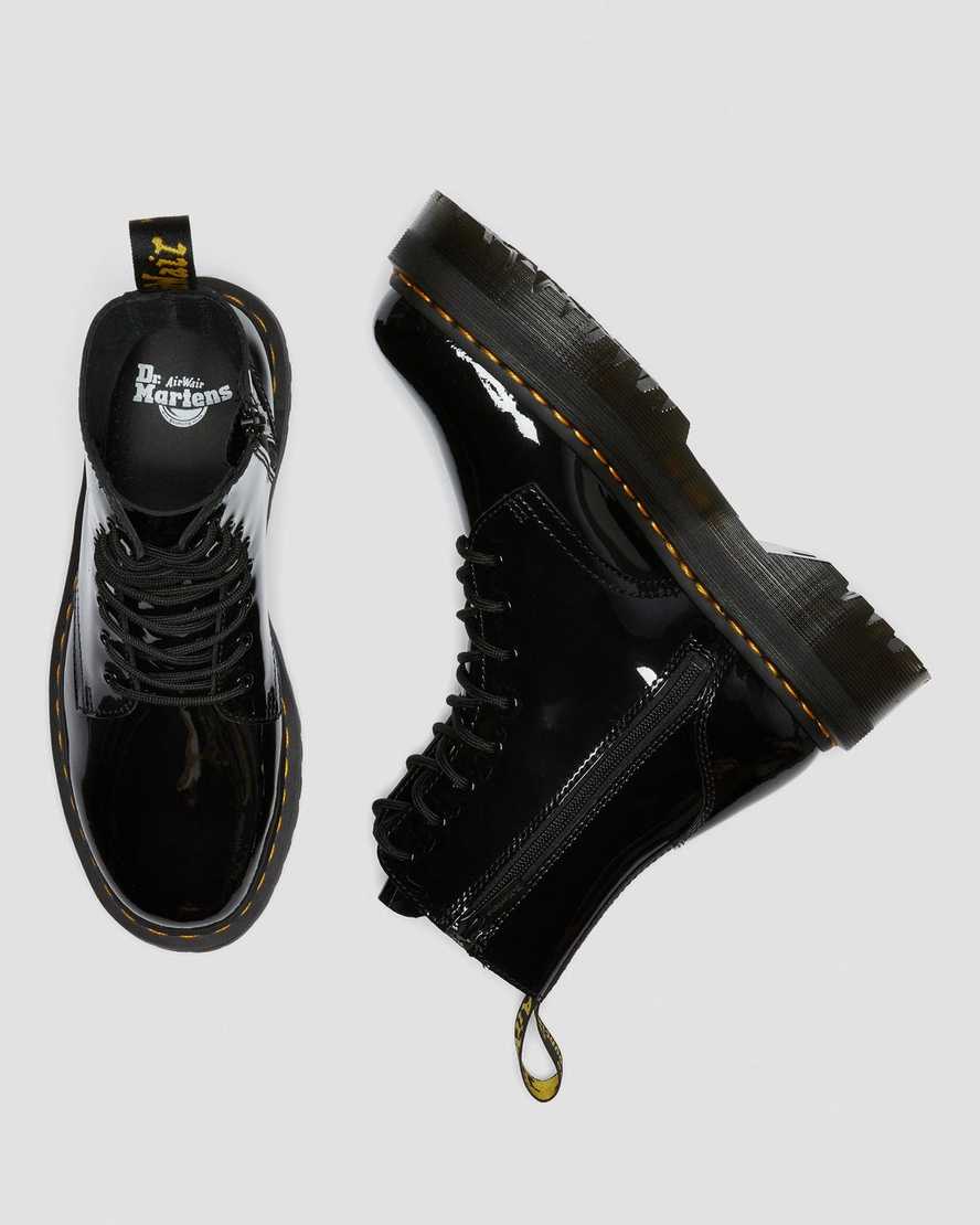 sorte dr martens jadon patent dame platformstøvler