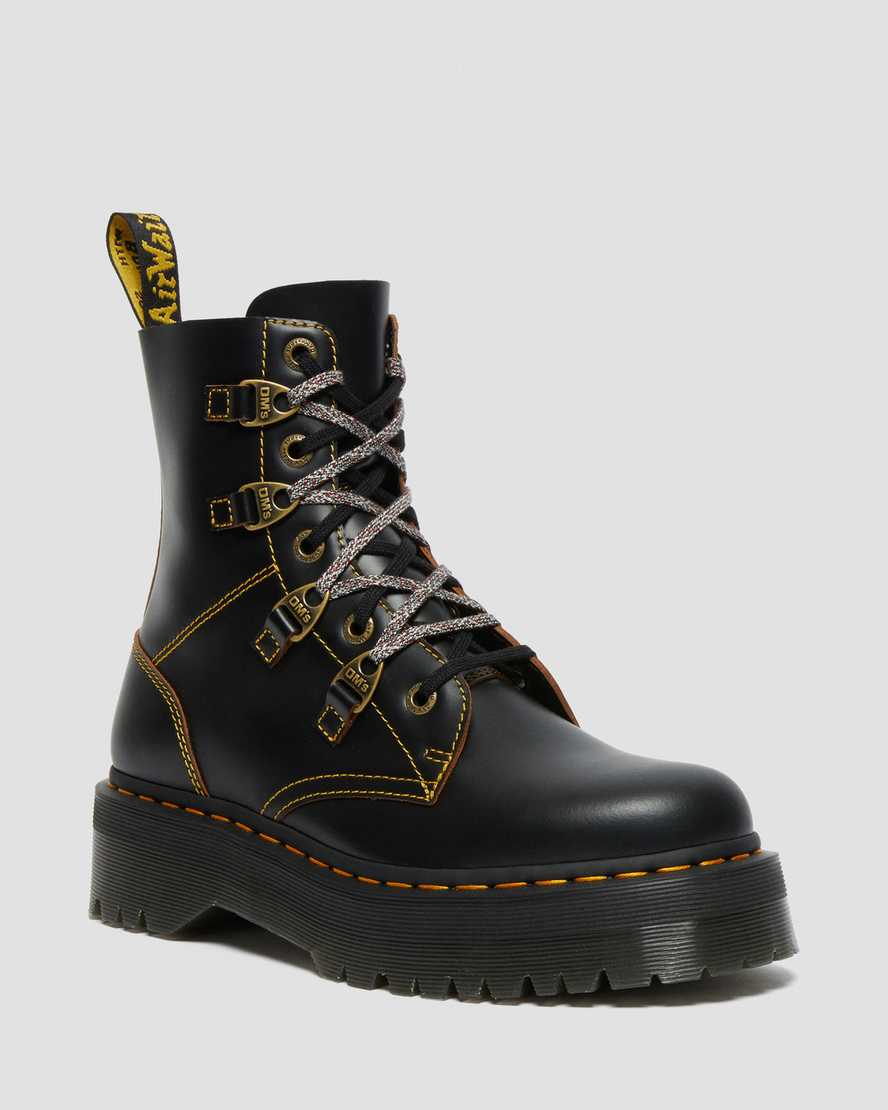 sorte dr martens collier double laced platform støvler til dame
