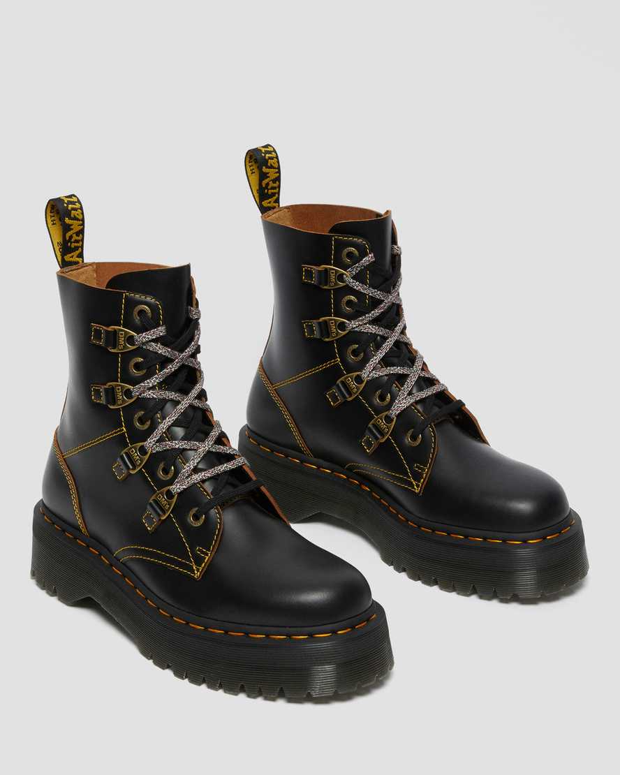 sorte dr martens collier double laced platform støvler til dame
