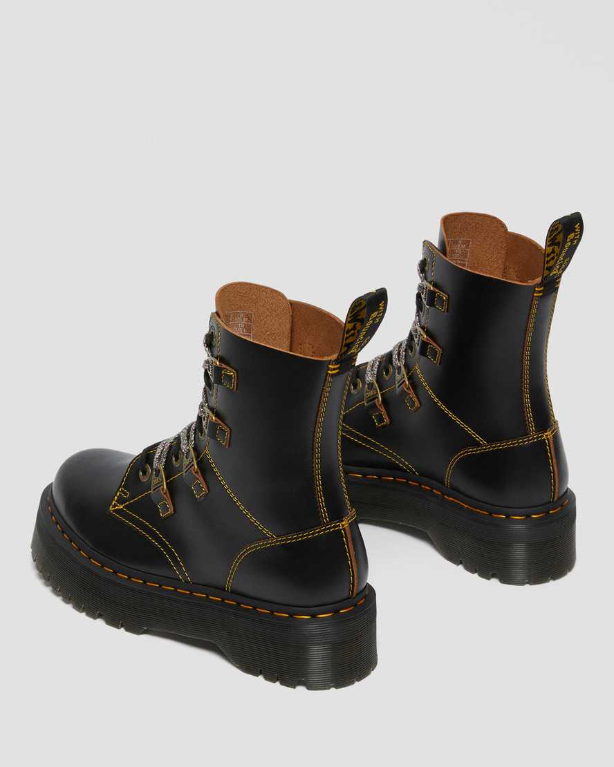 sorte dr martens collier double laced platform støvler til dame