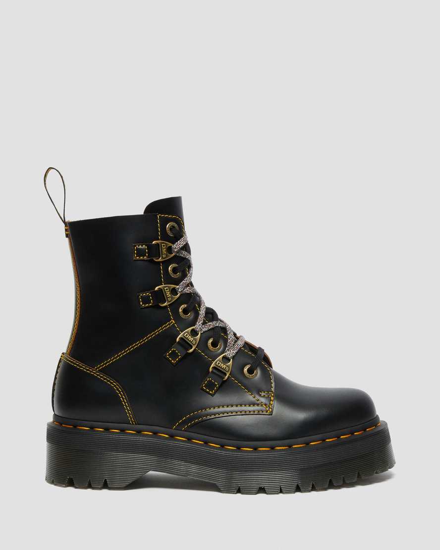 sorte dr martens collier double laced platform støvler til dame