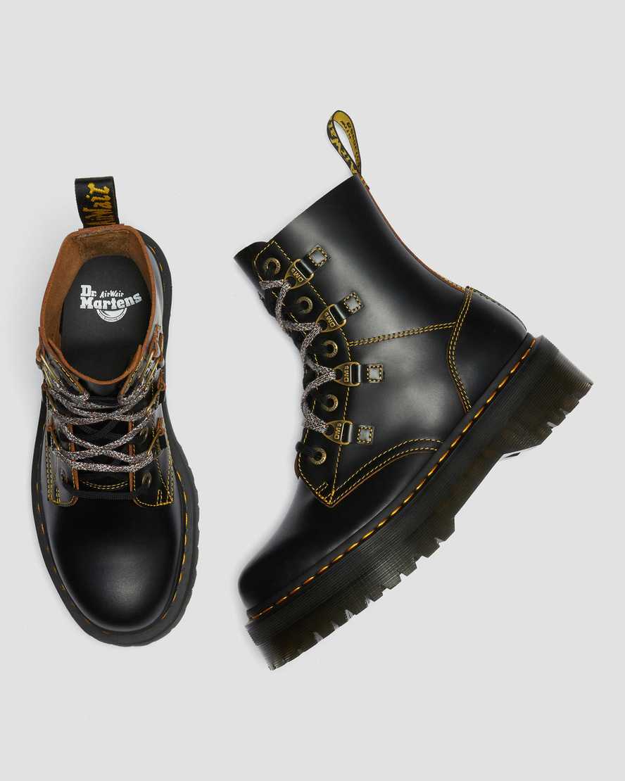 sorte dr martens collier double laced platform støvler til dame