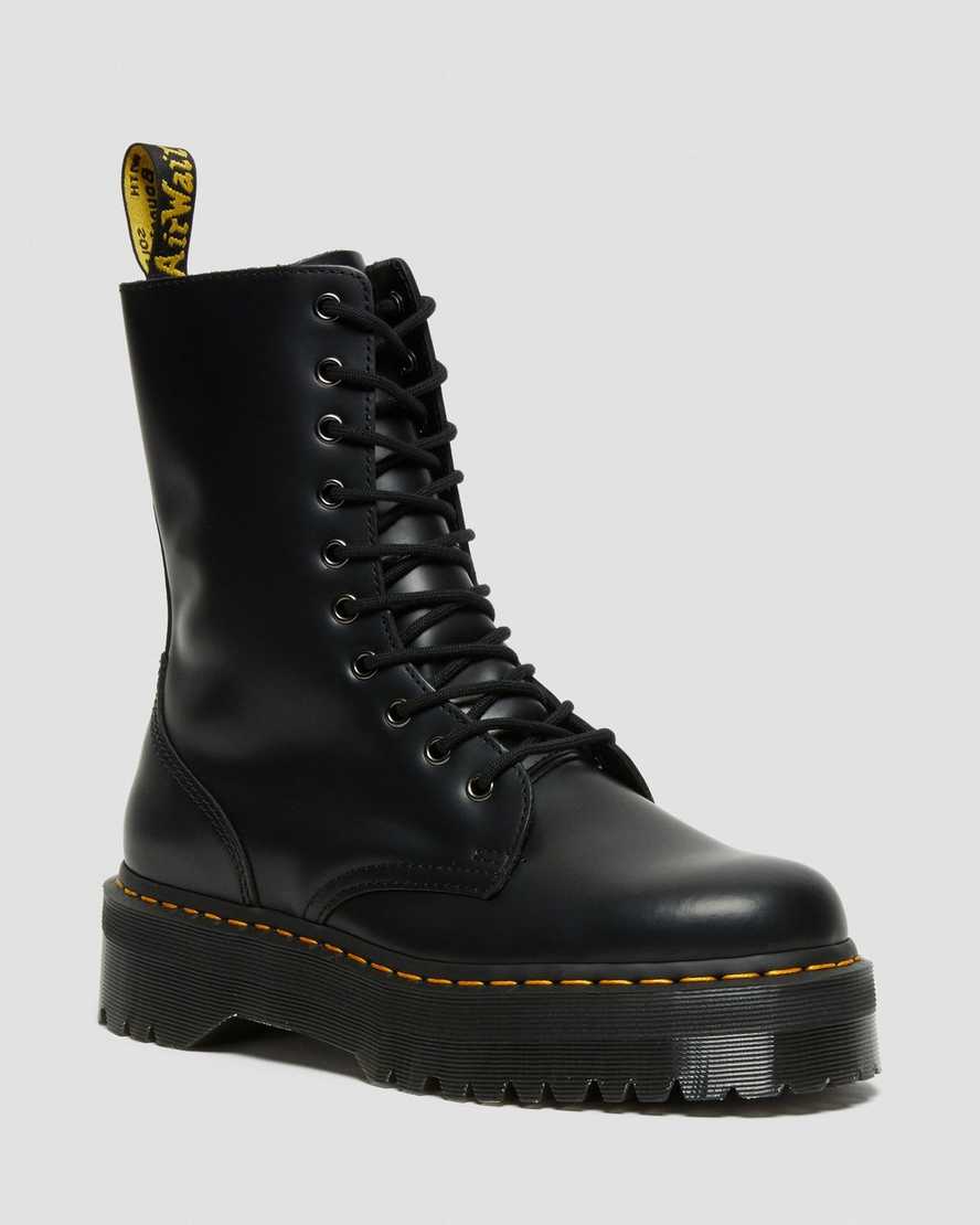 sorte dr martens jadon hi smooth dame platformstøvler