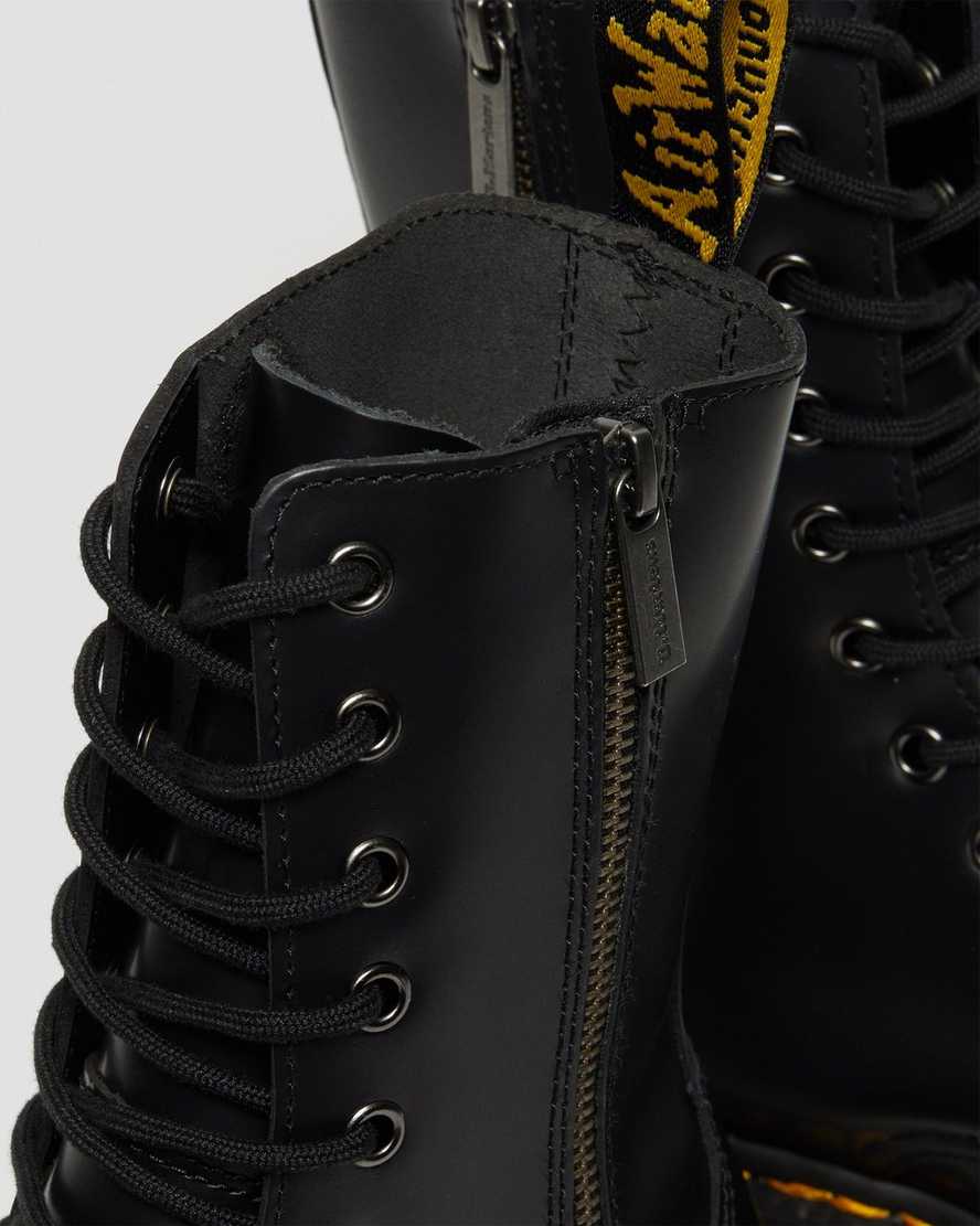 sorte dr martens jadon hi smooth dame platformstøvler