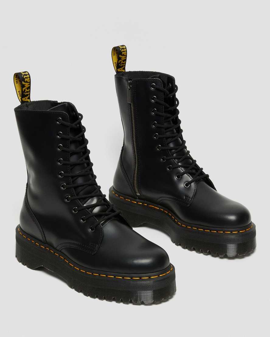 sorte dr martens jadon hi smooth dame platformstøvler
