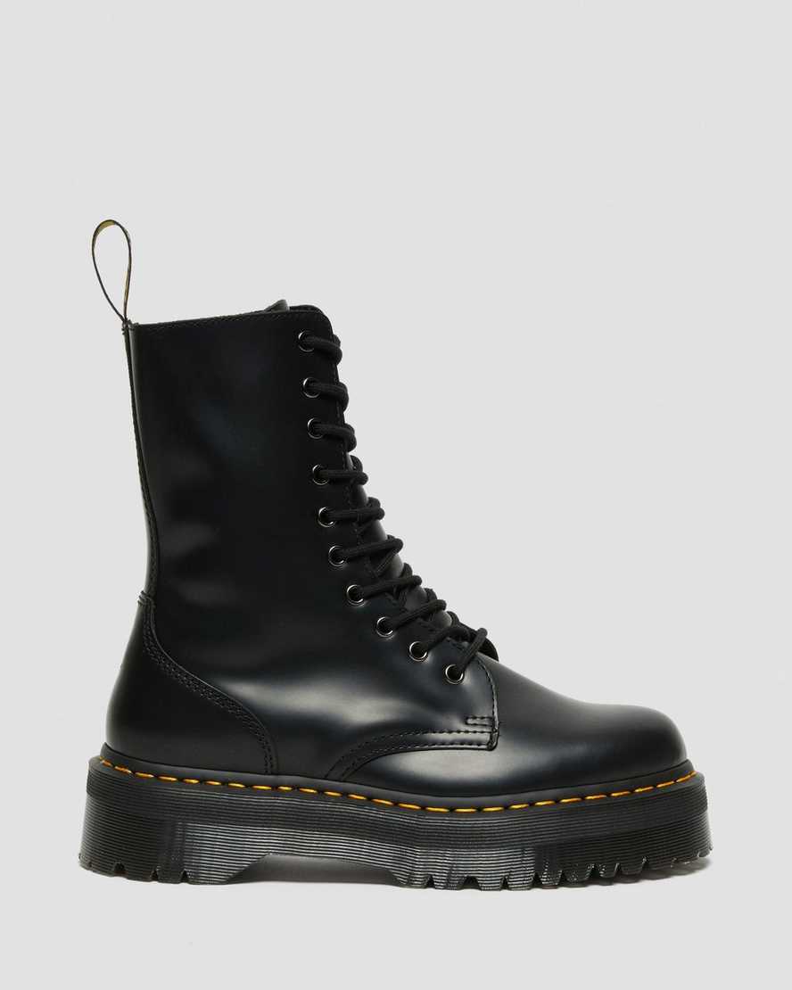 sorte dr martens jadon hi smooth dame platformstøvler