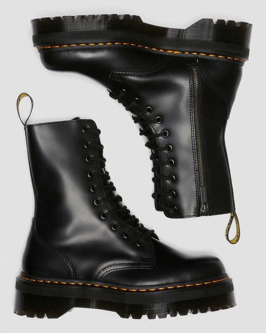 sorte dr martens jadon hi smooth dame platformstøvler