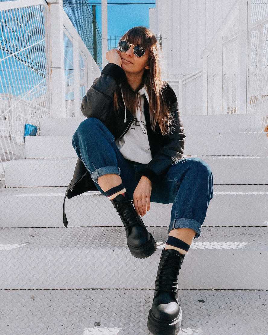 sorte dr martens jadon ii mono dame plateaustøvler