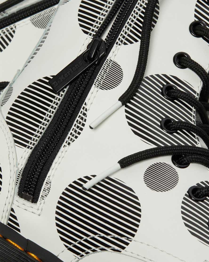 hvide dr martens jadon polka dot smooth dame platformstøvler